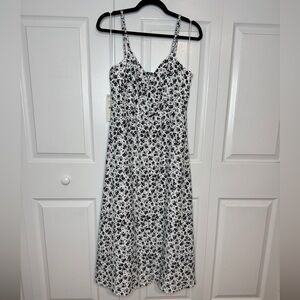Zara Black and White Floral Button Up Maxi Dress